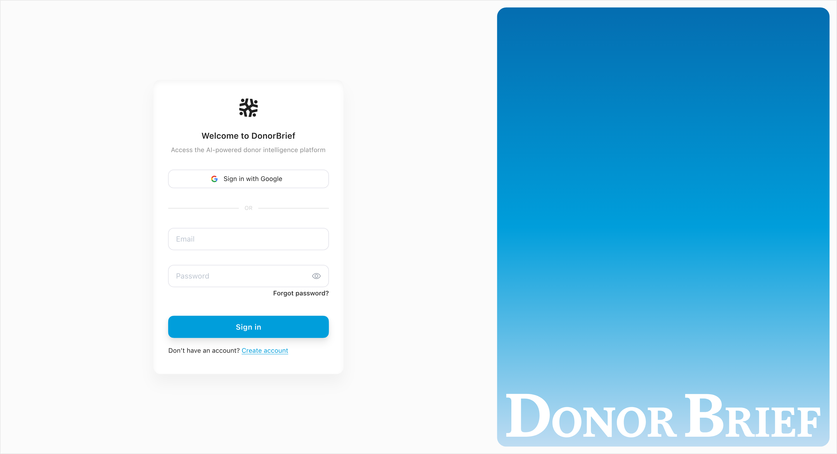 Donor Brief sign in