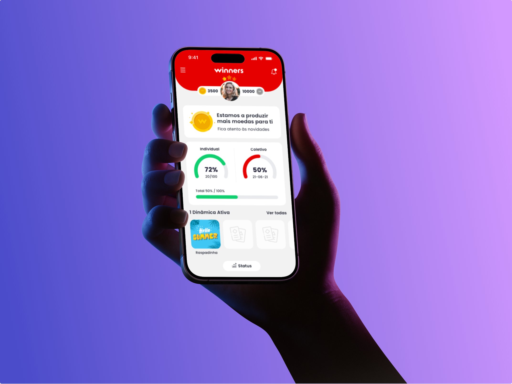 Winners app hand